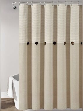 Home Boutique Linen Button Shower Curtain